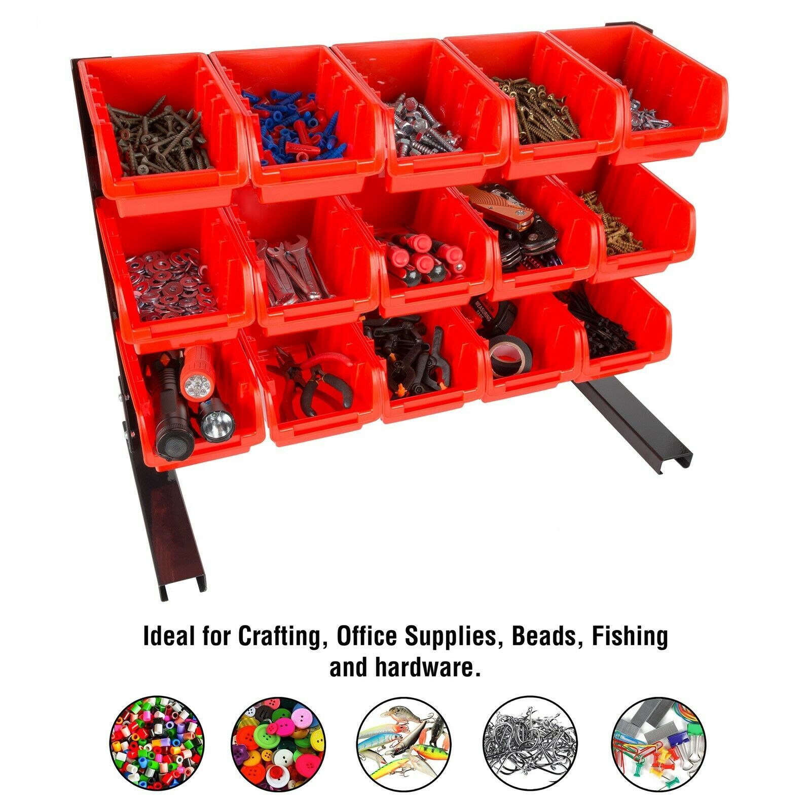 15 Bin Storage Rack Garage Tools Nuts Bolts Organization Table Top