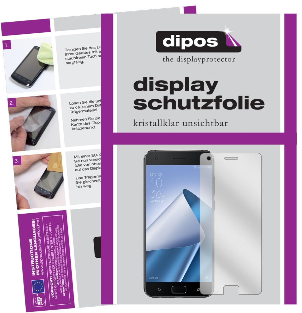 2x Pellicola per Asus ZenFone Zoom S Protettiva Protezione Cristallo dipos