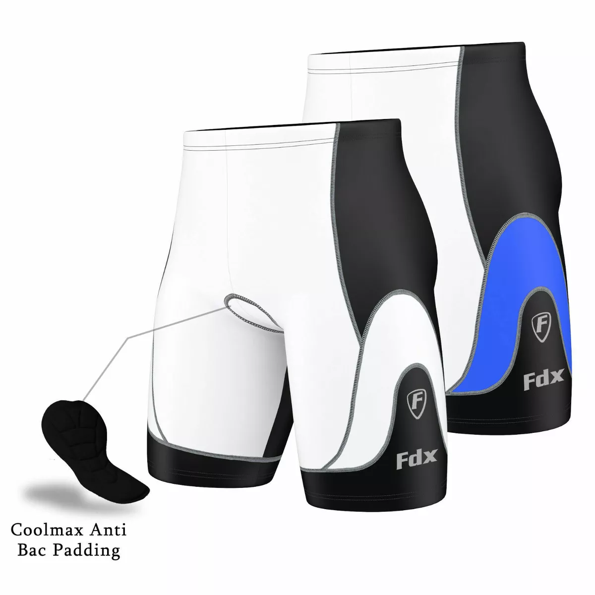 FDX Mens Pro Cycle Cycling Shorts Coolmax Anti Bac Padded Cycling