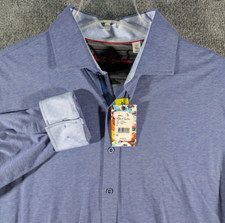 Robert Graham Lyells Mens XL Long Sleeve Button Up Shirt Flip Cuff Navy 198 Tag