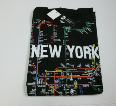 Brand New Men's NYC  New York City Manhattan MTA Licensed Subway Map T-Shirt Lg
