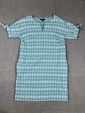 Madewell Dress Women Small Blue White Embroidered Shift Cotton Lined Coastal