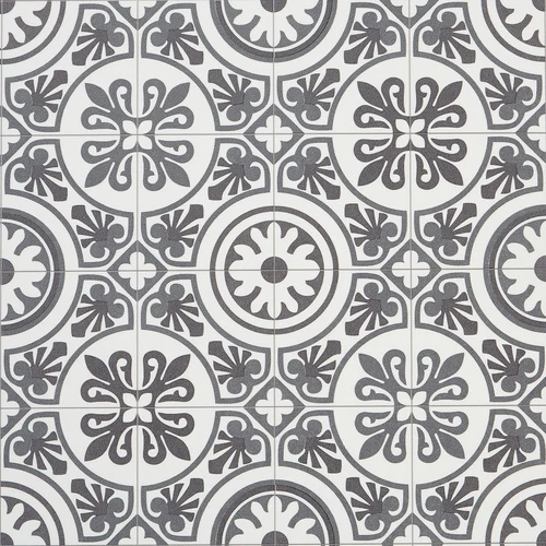 Moroccan Vinyl Flooring Roll Tile Effect Black & White Foam Sheet Kitchen Lino