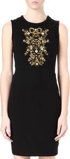 $248 NWT JUICY COUTURE Sz4 EMBELLISHED SLEEVELESS STRETCH PONTE DRESS PITCH BLAC