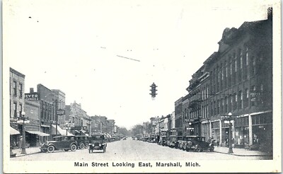 Postcard MI Marshall Michigan Avenue Looking East Old Cars BV1 | eBay