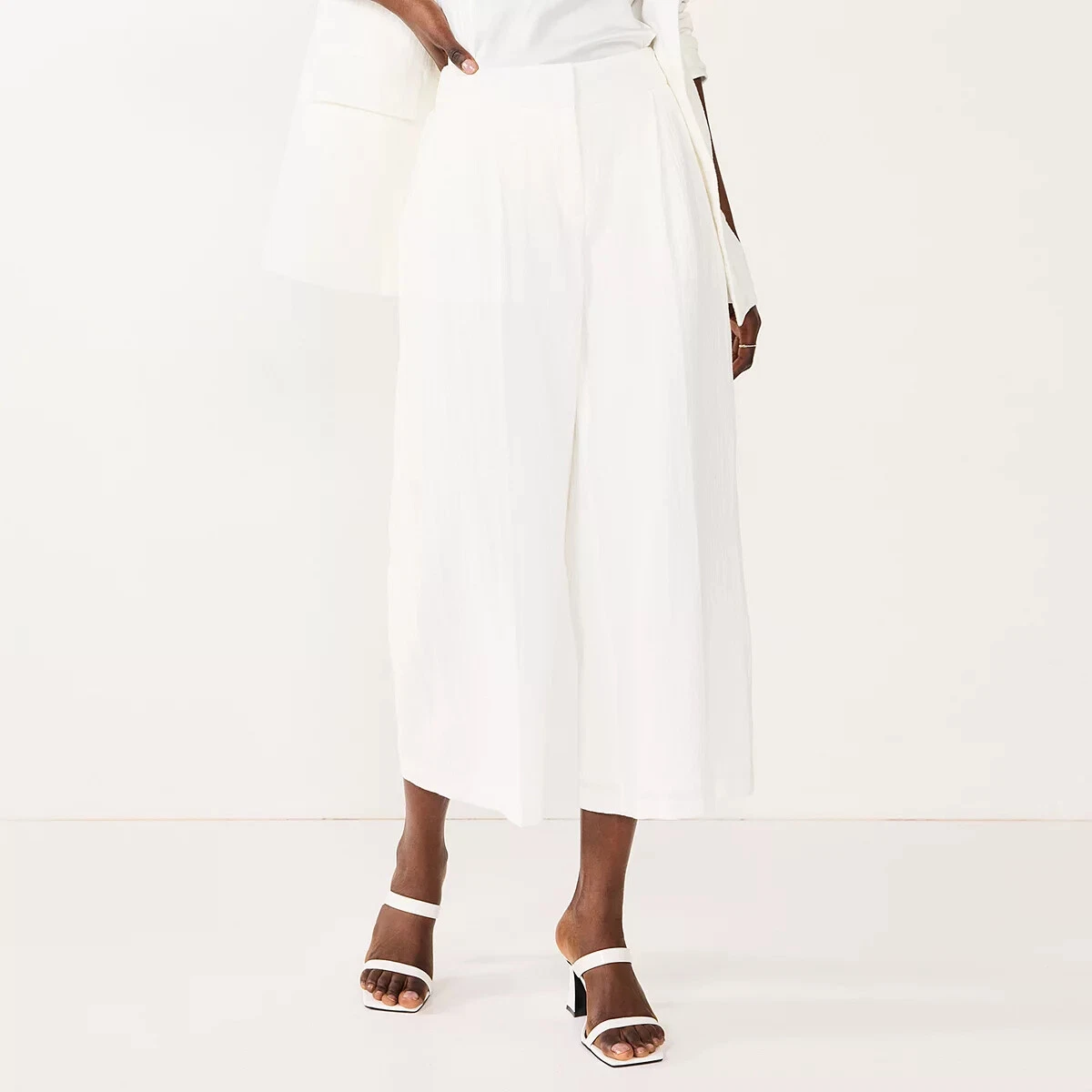 High waisted white capris cheap