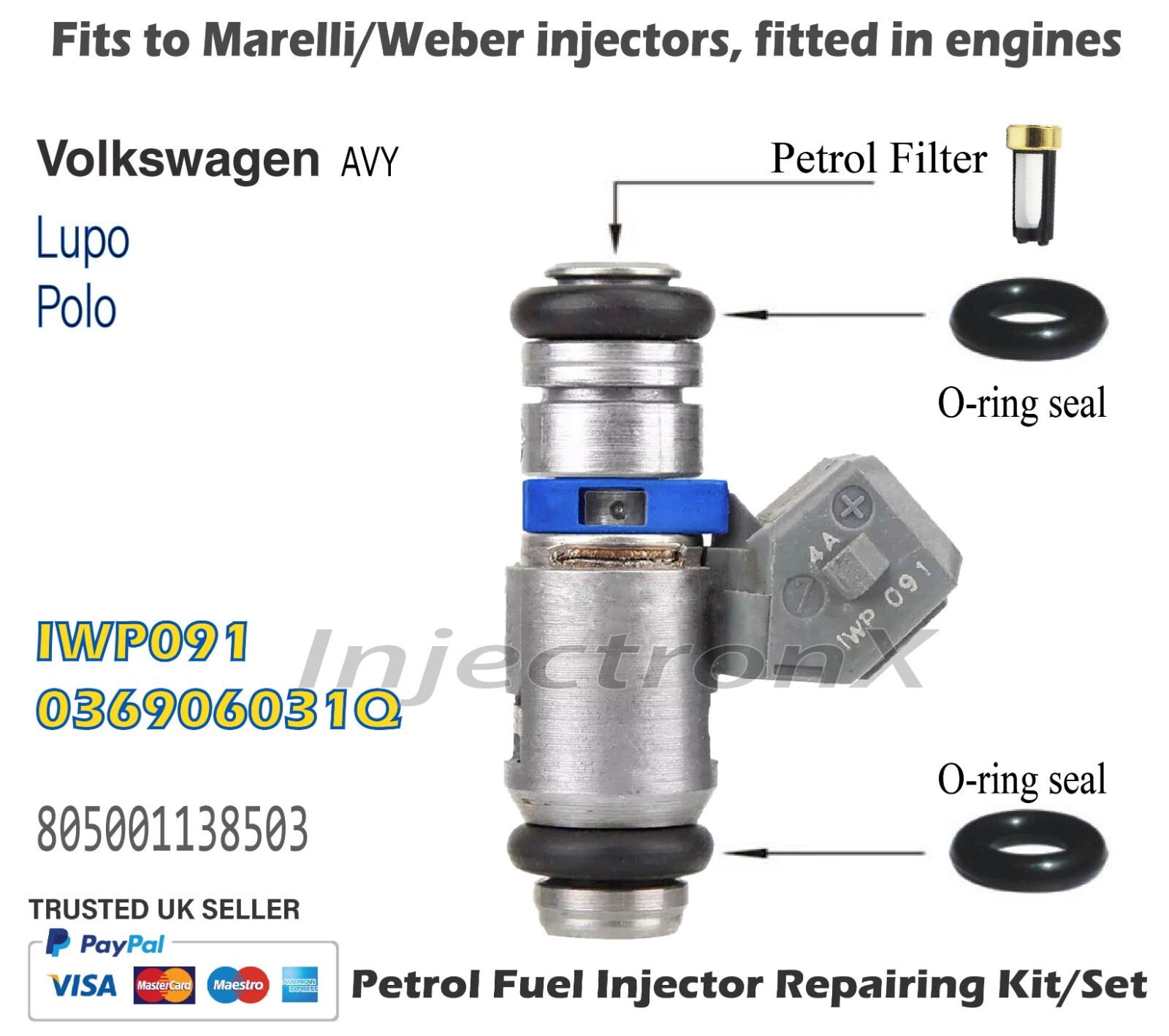 Fuel Injector Service Kit O-Ring IWP091 VW Polo Lupo 1.6 (16v) GTI AVY ...