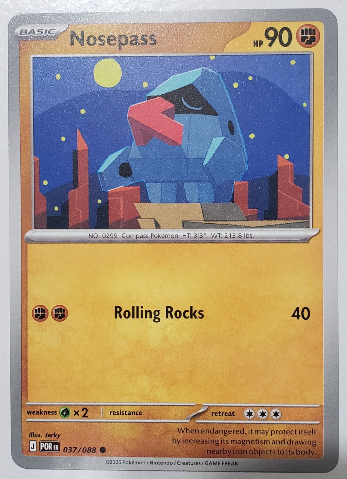 Nosepass 037/088 NM / M - Perfect Order Pokemon Card - Jerky Art