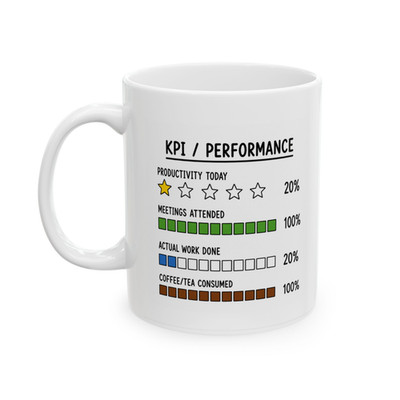 Lustiger KPI Performance 11 Unzen Kaffeebecher Neuheit Büro Arbeit Geschenk Keramik