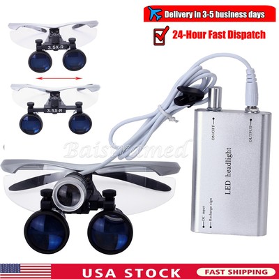 3.5X Magnification Binocular Dental Loupe Surgery Magnifier Headlight LED Light