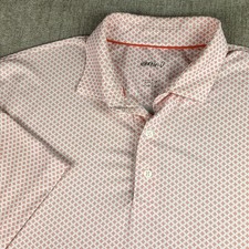 Johnnie-O Mens Large Polo Shirt Featherweight Stretch Golf Geometric Orange