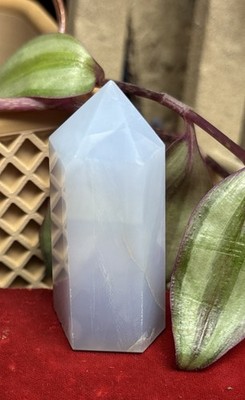 POLISHED NATURAL '' BLUE CHALCEDONY STONE TOWER FROM TURKEY 57.94 Grams