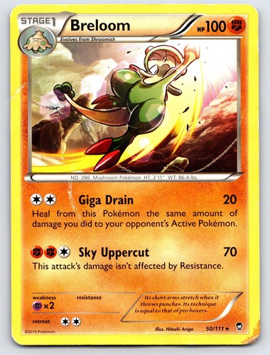 Breloom 50/111 Rare Furious Fists Pokemon Damaged
