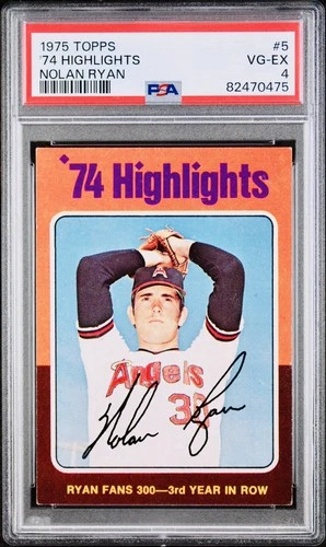 1975 Topps Nolan Ryan #5 '74 Highlights California Angels PSA 4 VG-EX