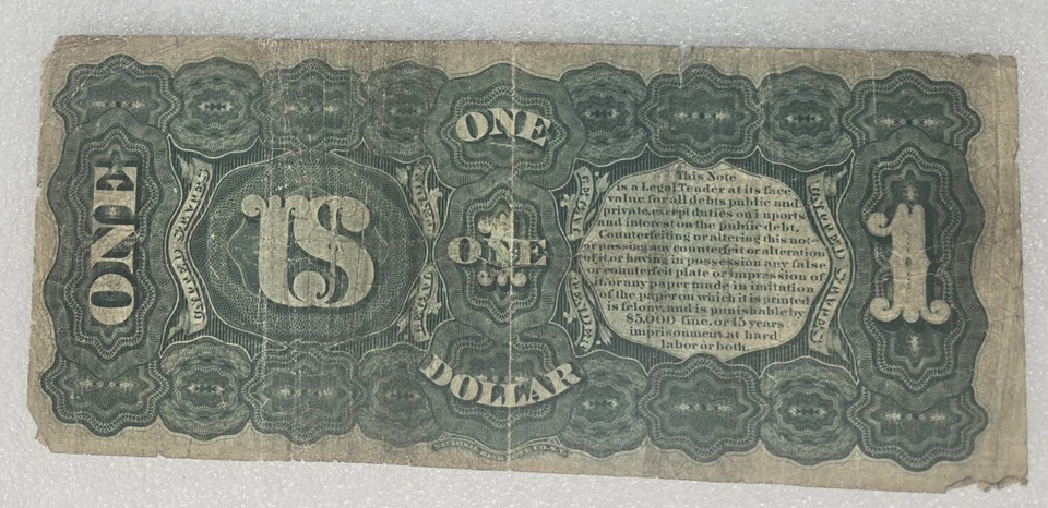 Billete de $1 dólar de 1869 de gran tamaño legal arco iris raro estrella roja  Foto 2 de 4