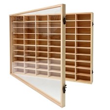 Wooden Wall Mount Display Case for Hot Wheels, with Dust Natural Wood