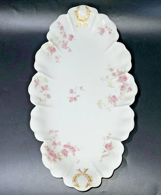 Haviland France Haviland & Co Limoges Porcelain Dish Oval Floral w Roses  Nice