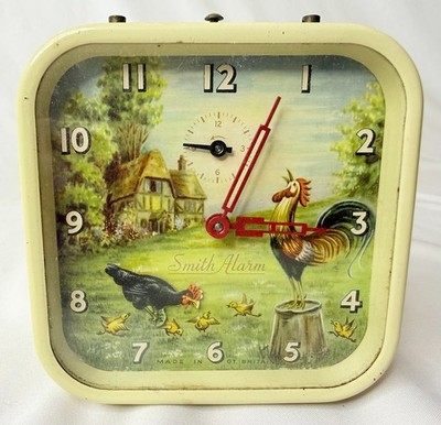 VTG VERY RARE NON WORKING FARM HOUSE CHICKENS SMITH ALARM CLOCK GREAT BRITAIN