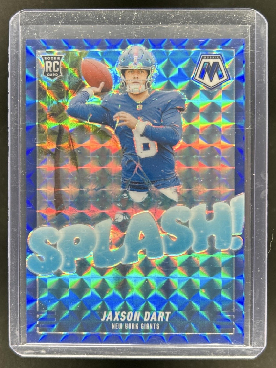 2025 Panini Mosaic Jaxson Dart Splash RC Blue Prizm Rookie #/99 Giants