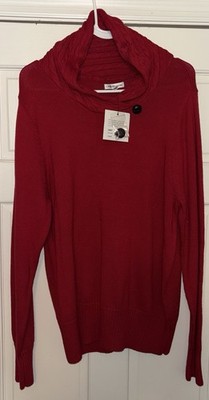 Croft & Barrow Red Long Sleeve Pullover 100% Cotton Women's Size Large NWT!