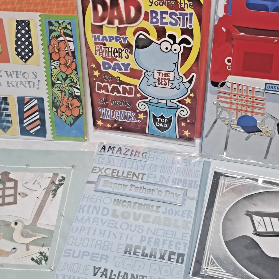 Lote de 6 tarjetas de felicitación vintage de papel Magic Group 3D día del padre papá hombres esposo Foto 3 de 4