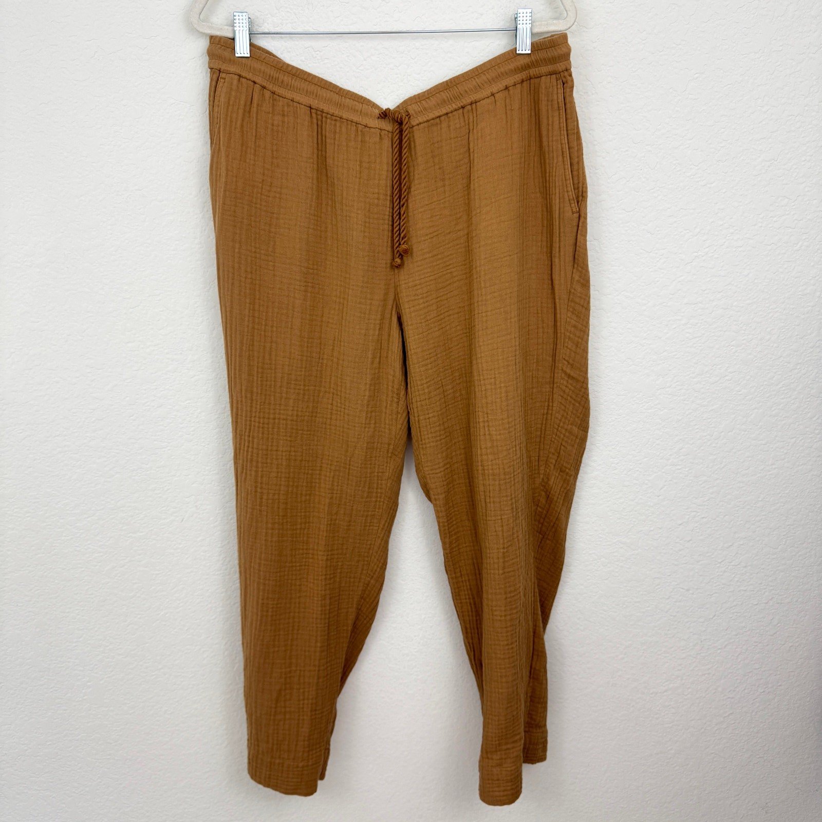 J. Jill Womens Pull On Casual Pants Size XL Guazy 100% Cotton Neutral Beachy