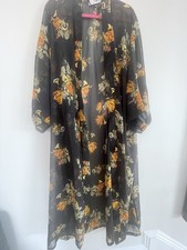 Vintage Long Sheer Floral Outerwear Duster Robe Unisex 80s Rare One Size