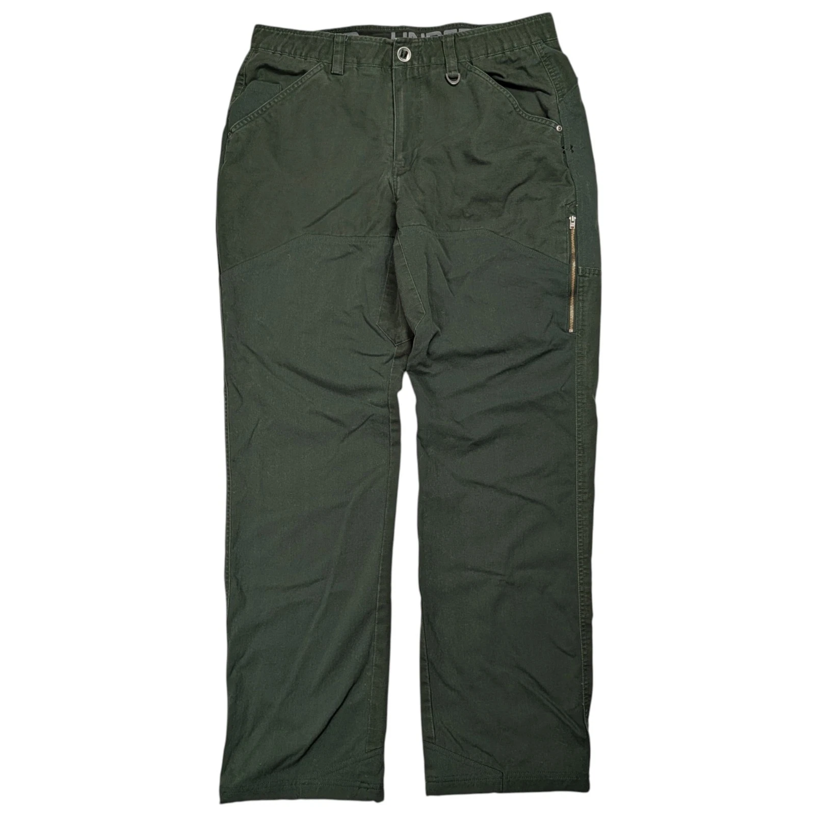 Under Armour Storm Logger Pants Men 36x34 (Fits 34x33) Green Canvas Scuff Guards