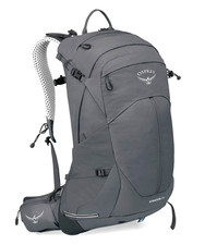 NEW OSPREY Mens Hiking Stratos 24L Backpack Black Packs Tunnel Vision Grey