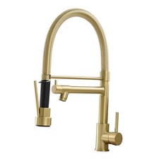 Commercial Pull Downs with Sprayer,Single Handle Brushed Gold Kitchen Faucet