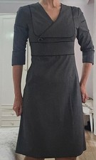 Vintage Style Grey Dress Women’s 3/4 Sleeve Midi Work Office Classic Size S/6