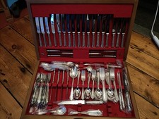 Sheffield England Canteen Cutlery Dubarry Stainless Steel 111 Piece Wood Box