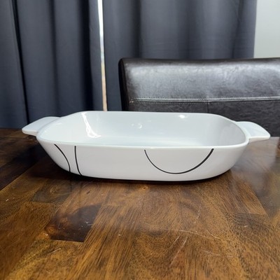 CORELLE Coordinates SIMPLE LINES Stoneware 9x13 OPEN ROASTER BAKING LASAGNE PAN