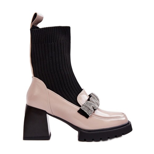 Minetom Stivaletti A Calzino In Maglia Per Donna, Colore Unico, Tacco A Spillo 8 Cm, Punta Quadrata, Slip-on, Leggeri E Comodi, Autunnali - 4