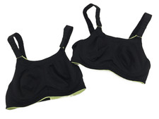 Goodmove Women's Ultimate Sports Bra x2 Pack Black Yellow Underwired New F1