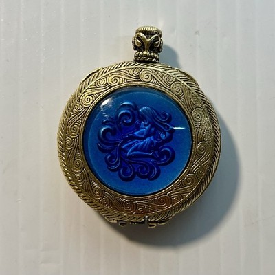 Vintage Max Factor Aquarius Solid Perfume Compact Pendant Empty