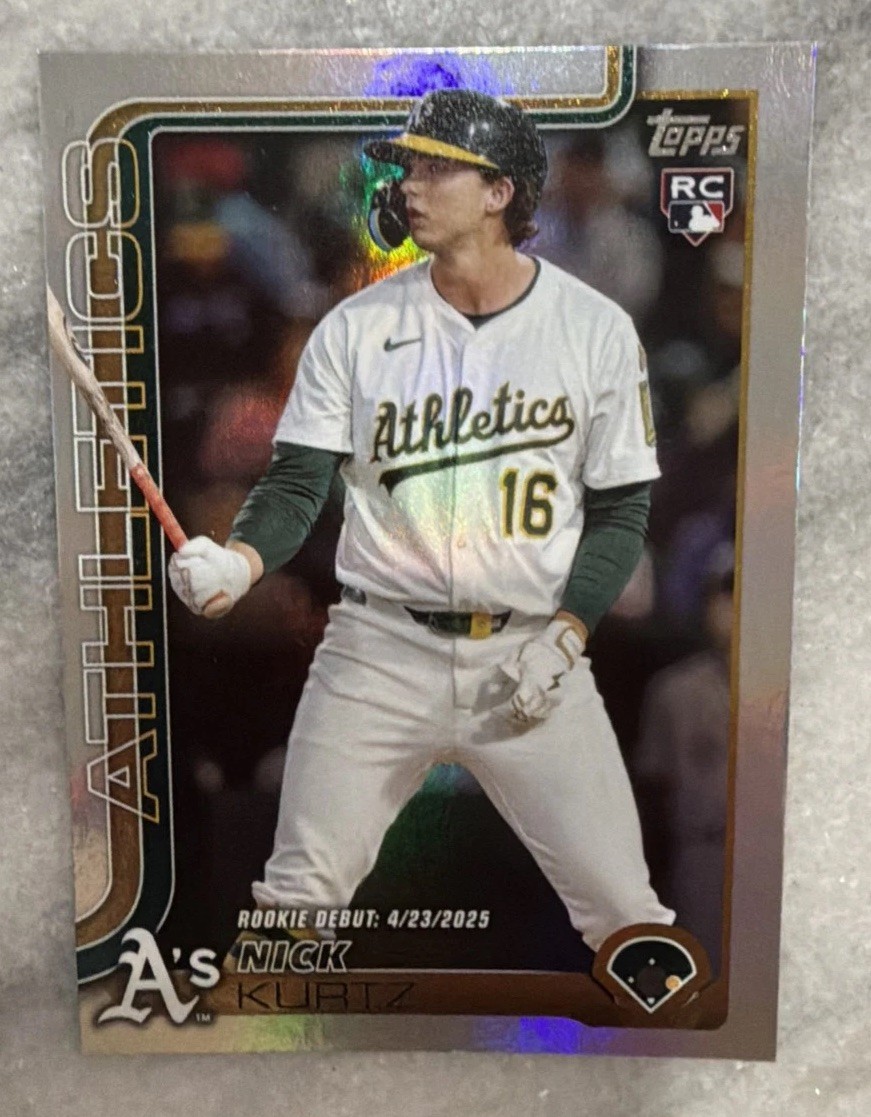 2025 Topps Update Series - Rookie Debut Nick Kurtz #US197 Rainbow Foil (RC) A's