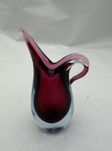 Vintage Pink Blue Sommerso Fish Tail Abstract Art Glass Mini Bud Vase 4" Notes