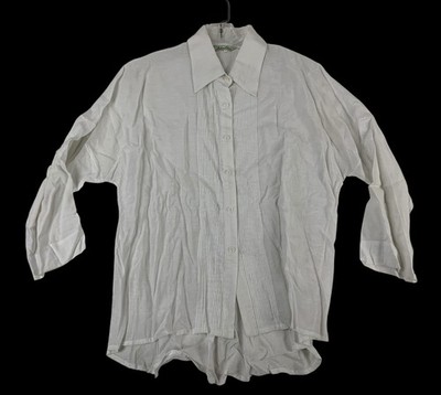 Redwood Court Womens Silk Blend White Button Up Top Size 14 Classic Minimalist
