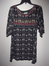 SKIES ARE BLUE ELEPHANT PRINT TUNIC MINI DRESS
