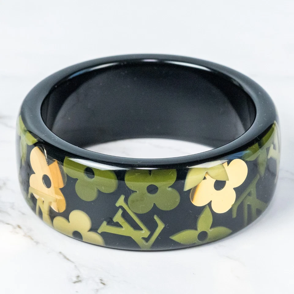 LOUIS VUITTON Pulsera Farandole Brazalete M65638 Negro Verde Monograma Flor [S] Foto 2 de 4