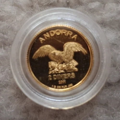 2011 Andorra 1.0 g Fine Gold Coin - 2 Diners - Golden Eagle