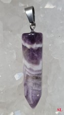 Collier pendentif Améthyste Chevron pierre naturelle forme bâtonet Litho reiki