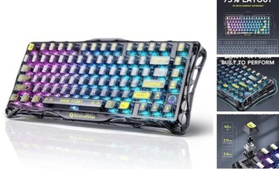 Mercury K1 Lite 75% Gaming Keyboard, 2.4GHz/BT/Wired Tri Transparent Black