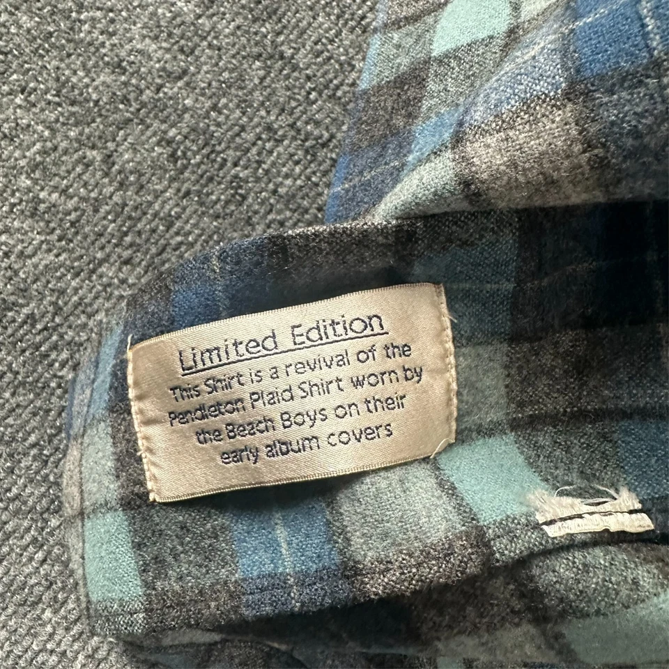 Pendleton Hurley Edición Limitada Playa Niños Lana Franela Hombres M Azul Gris Cuadros Foto 4 de 4