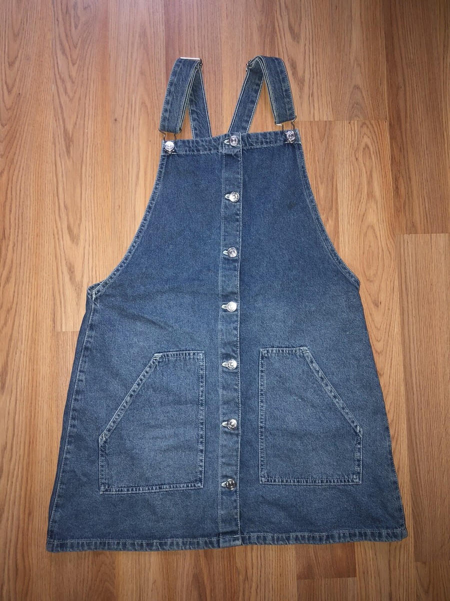 h&m denim mini dress Women's Dark denim blue Flared-skirt denim dress