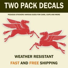 Mobilgas Pegasus Flying Horse Decal Sticker Mobil Oil Racing Waterproof 2 Pack