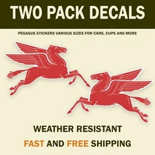 Mobilgas Pegasus Flying Horse Decal Sticker Mobil Oil Racing Waterproof 2 Pack
