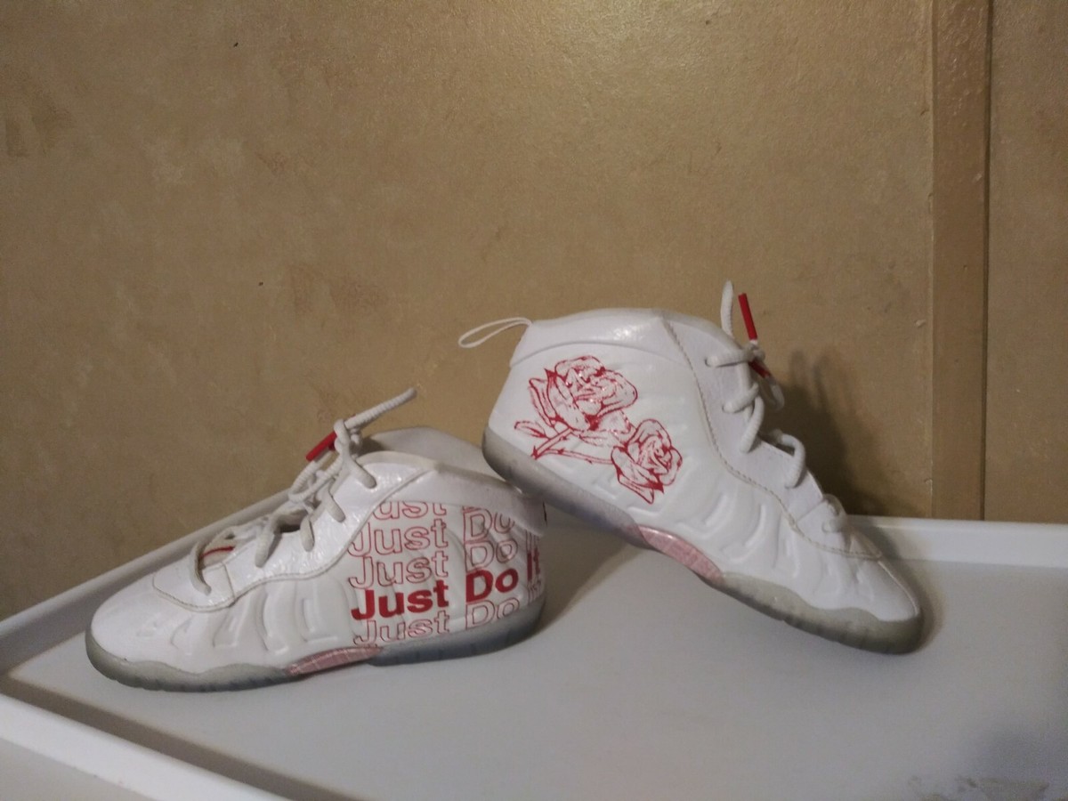 white red foamposites rose