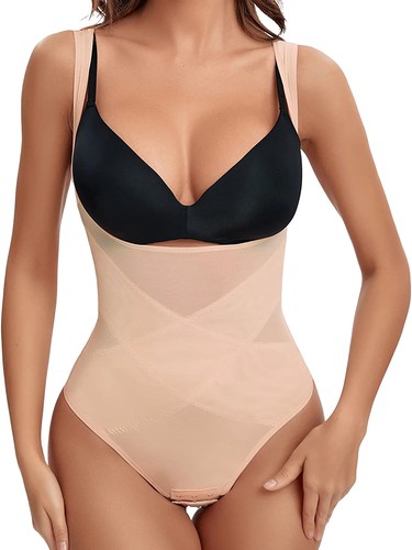 Women Seamless Full Body Shaper Mesh Thongs Bodysuit Shapewear Underwear Corset - Picture 14 of 14